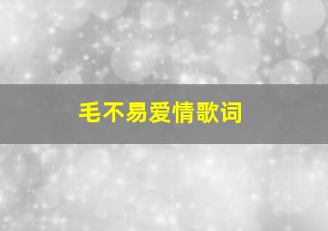 毛不易爱情歌词