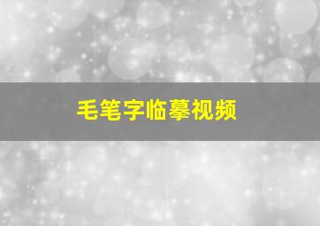 毛笔字临摹视频