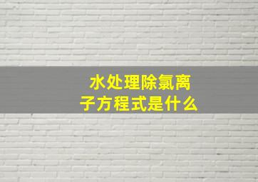 水处理除氯离子方程式是什么