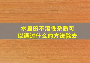 水里的不溶性杂质可以通过什么的方法除去