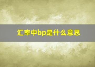 汇率中bp是什么意思