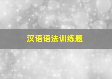 汉语语法训练题