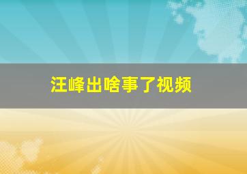 汪峰出啥事了视频