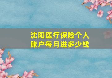 沈阳医疗保险个人账户每月进多少钱