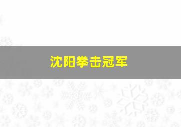 沈阳拳击冠军