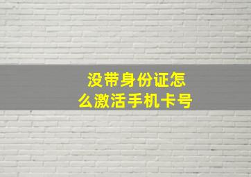 没带身份证怎么激活手机卡号