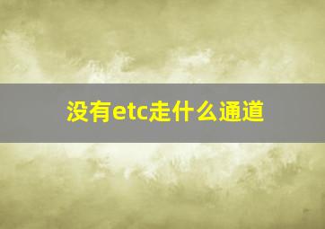 没有etc走什么通道