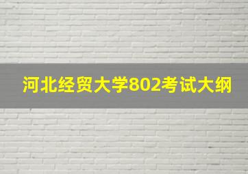 河北经贸大学802考试大纲