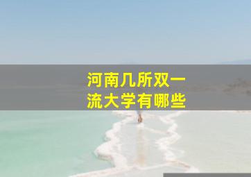 河南几所双一流大学有哪些