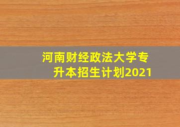 河南财经政法大学专升本招生计划2021