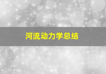 河流动力学总结