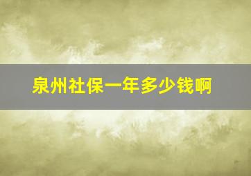 泉州社保一年多少钱啊