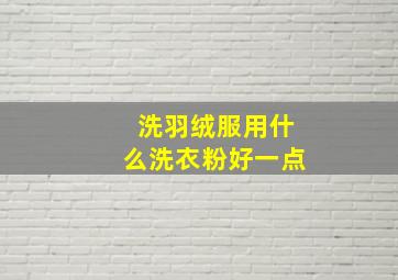 洗羽绒服用什么洗衣粉好一点