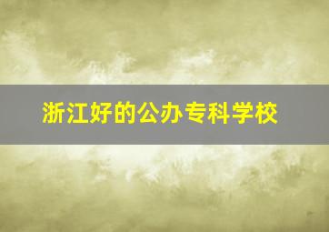 浙江好的公办专科学校