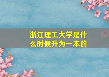 浙江理工大学是什么时候升为一本的