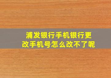 浦发银行手机银行更改手机号怎么改不了呢