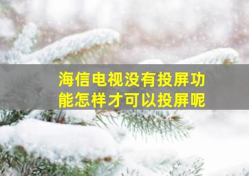 海信电视没有投屏功能怎样才可以投屏呢