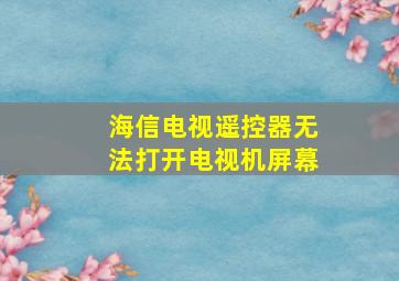 海信电视遥控器无法打开电视机屏幕