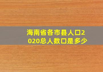 海南省各市县人口2020总人数口是多少