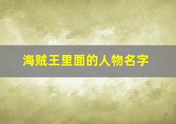 海贼王里面的人物名字