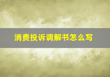 消费投诉调解书怎么写