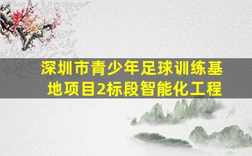 深圳市青少年足球训练基地项目2标段智能化工程