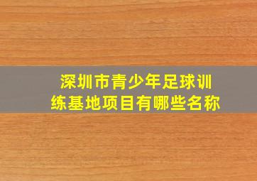 深圳市青少年足球训练基地项目有哪些名称