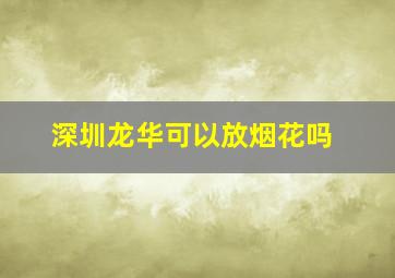 深圳龙华可以放烟花吗