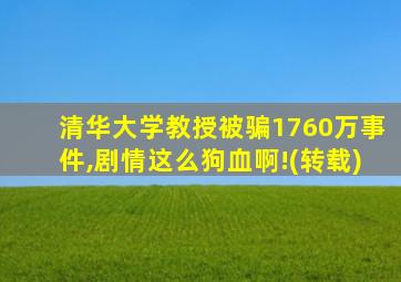 清华大学教授被骗1760万事件,剧情这么狗血啊!(转载)