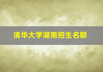 清华大学湖南招生名额