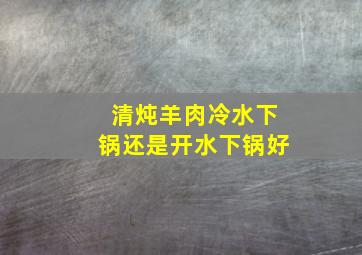 清炖羊肉冷水下锅还是开水下锅好