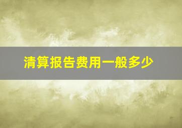 清算报告费用一般多少