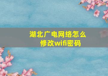 湖北广电网络怎么修改wifi密码