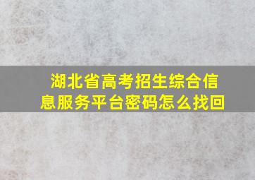 湖北省高考招生综合信息服务平台密码怎么找回