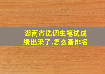 湖南省选调生笔试成绩出来了,怎么查排名