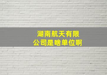 湖南航天有限公司是啥单位啊