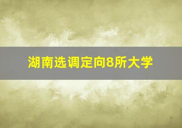 湖南选调定向8所大学