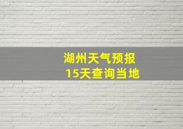 湖州天气预报15天查询当地