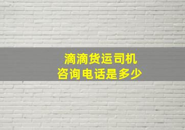 滴滴货运司机咨询电话是多少