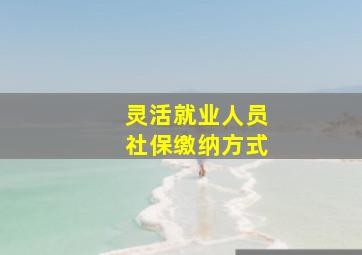 灵活就业人员社保缴纳方式