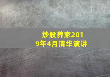 炒股养家2019年4月清华演讲