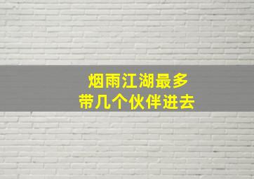 烟雨江湖最多带几个伙伴进去