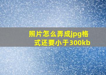 照片怎么弄成jpg格式还要小于300kb