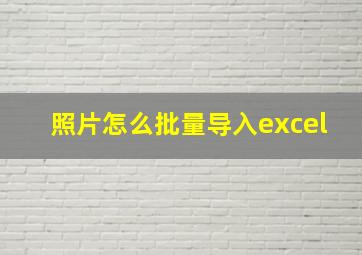 照片怎么批量导入excel