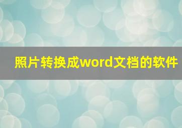 照片转换成word文档的软件