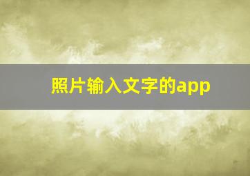 照片输入文字的app