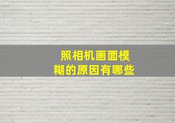 照相机画面模糊的原因有哪些