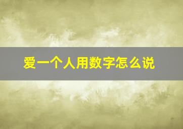 爱一个人用数字怎么说