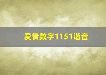 爱情数字1151谐音