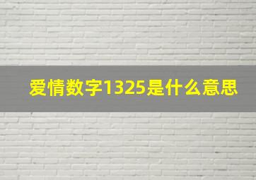 爱情数字1325是什么意思